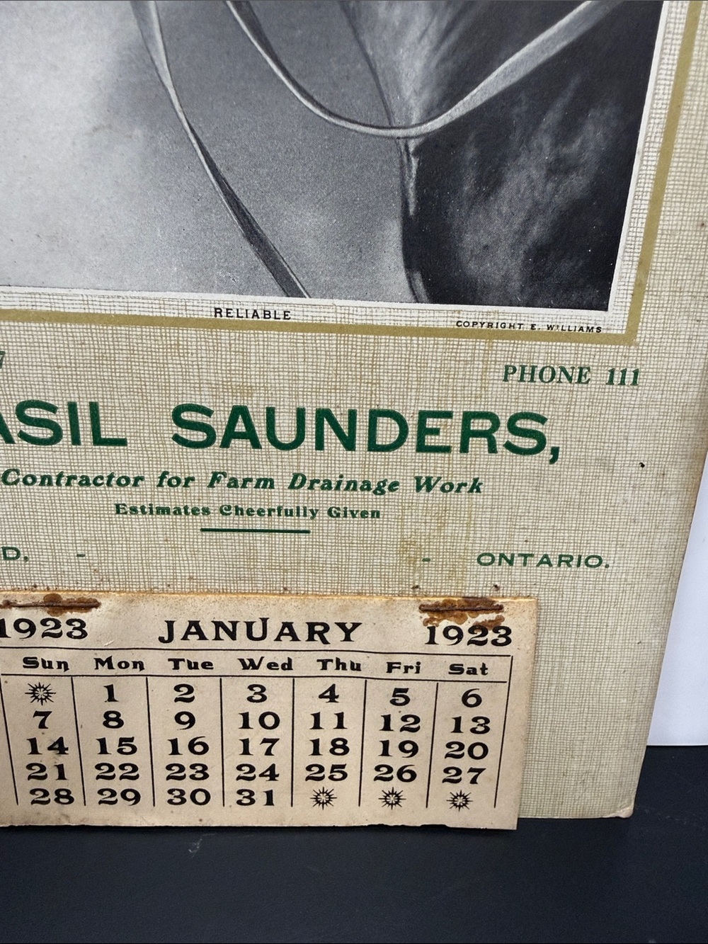 Rare antique advertising calendar 1923 from Watford Ontario - Picture 3 of 6
